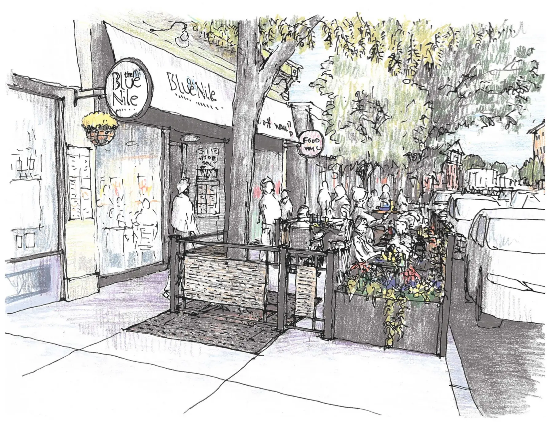 Blue Nile Outdoor Cafe Sketch