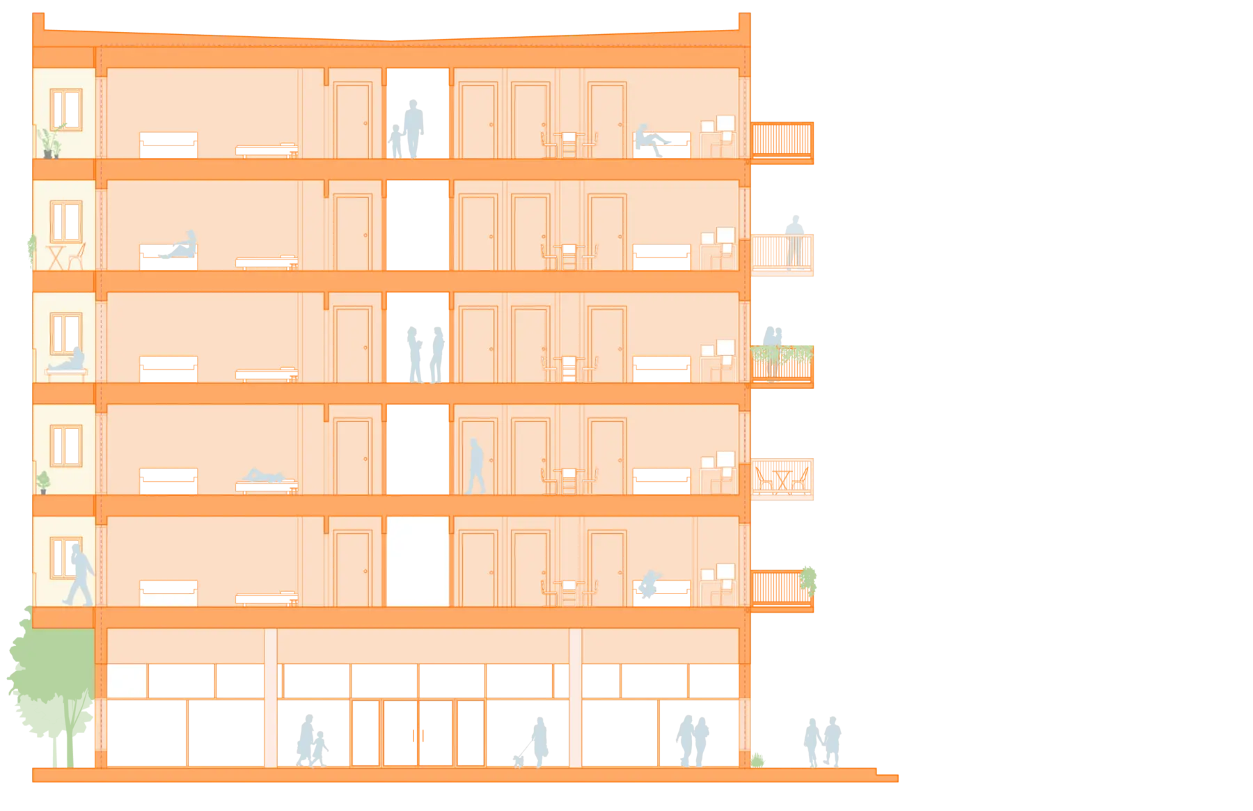 Section Overall Building Balconies