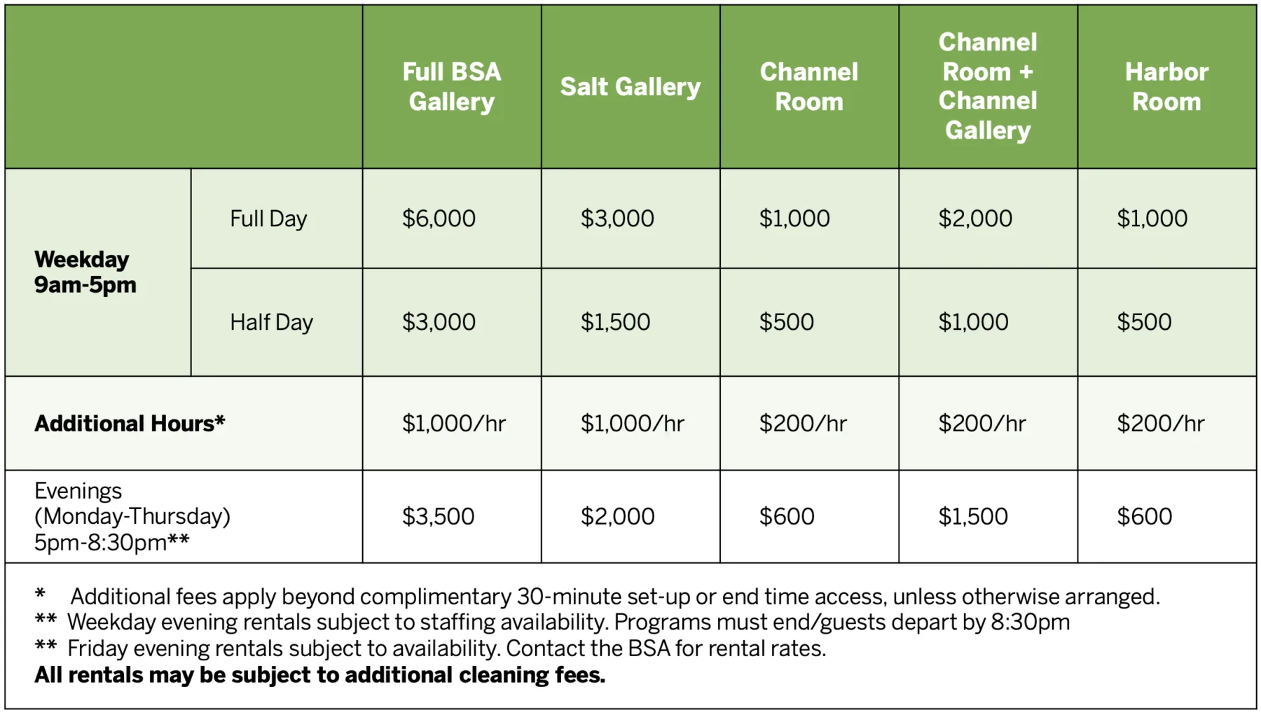 20241018 Rentals Price Schedule